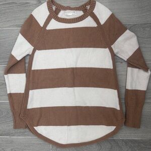 Anthropologie Rebekah Brown and Cream Striped tunic Sweater size S